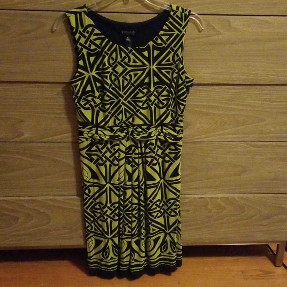 Lime green and black dress